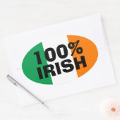 Groen Wit en Sinaasappel 100% Iers Ovale Sticker (Envelop)