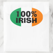 Groen Wit en Sinaasappel 100% Iers Ovale Sticker (Tas)