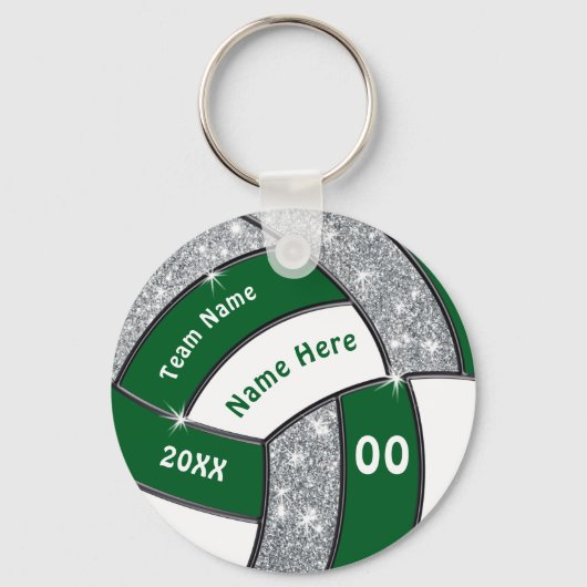 Groen, wit en zilver Cheap Volleyball Giveaways Sleutelhanger (Voorkant)