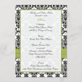 Groen, Wit, en Zwart Damask Bruiloft Menu Kaart (Achterkant)