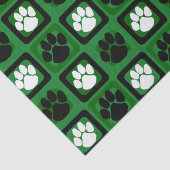 Groen, Wit en Zwart Herhalende Pawprint Tissuepapier (Detail)