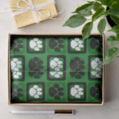 Groen, Wit en Zwart Herhalende Pawprint Tissuepapier (Geschenk)