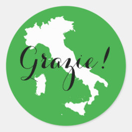 Groen Wit en Zwart Italië Trouw Dank Je Ronde Sticker