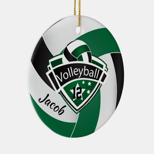 Groen, wit en zwart volleybal keramisch ornament (Rechts)