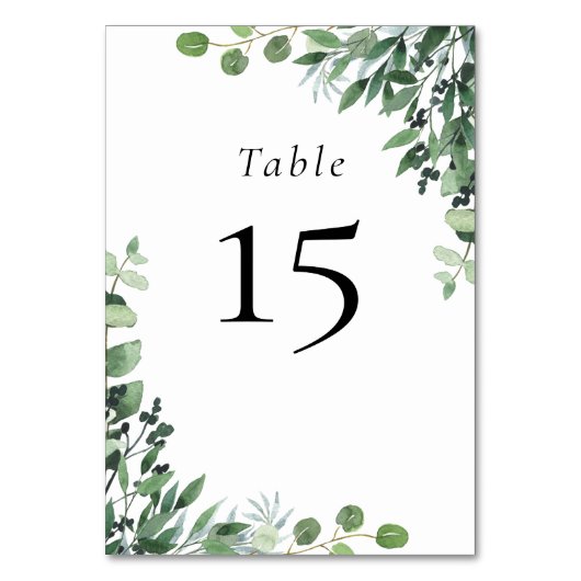 Groen Wit Eucalyptus Bruiloft Kaart (Voorkant)