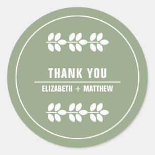 Groen   Wit filiaal bruiloft Ronde Sticker