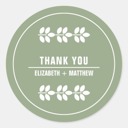 Groen | Wit filiaal bruiloft Ronde Sticker (Voorkant)