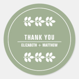 Groen | Wit filiaal bruiloft Ronde Sticker