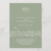 Groen wit fleur de lis bruiloft programma bedankt programmakaart (Voorkant)