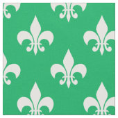 Groen Wit Fleur-de-lis Textiel Stof (Close Up)