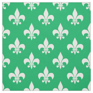 Groen Wit Fleur-de-lis Textiel Stof