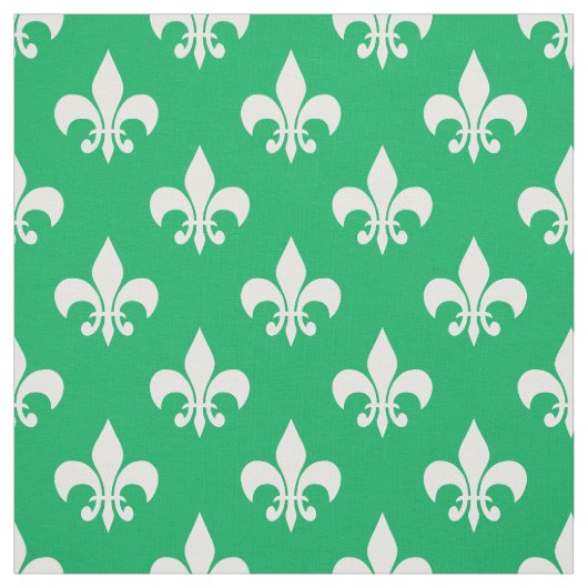 Groen Wit Fleur-de-lis Textiel Stof (Swatch)