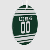 Groen wit Football Jersey - Aangepast nummer Ornament (voorkant)