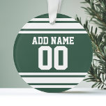 Groen wit Football Jersey - Aangepast nummer Ornament<br><div class="desc">Voeg je favoriete naam en nummer toe — Dit sportontwerp is perfect voor elke professionele,  hogeschool- of middelbare-schoolfan. Je kunt deze zelfs claimen voor je Fantasy Football team. Klik op de knop AANPASSEN om nog meer wijzigingen aan te brengen.</div>