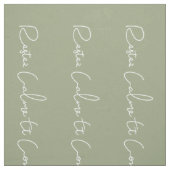 groen wit Frans script kalm houden en doorgaan Stof (Swatch)