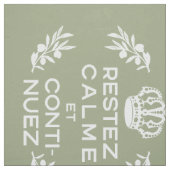 groen wit Frans script kalm houden en doorgaan Stof (Swatch)