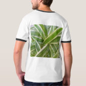 Groen & Wit Gearceerd Bloemblad Ontwerp T-shirt (Achterkant)