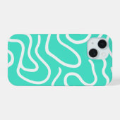 Groen Wit Gebogen Lijnen iPhone 15 Case (Achterkant horizontaal)