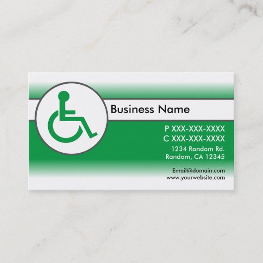 Groen wit gehandicaptensymbool visitekaartjes (Voorkant)