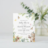 Groen Wit Geïllustreerde Vogels Baby shower Briefk Briefkaart (Staand voorkant)