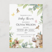 Groen Wit Geïllustreerde Vogels Baby shower Briefk Briefkaart (Voorkant)