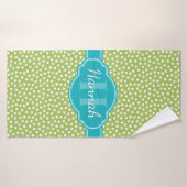Groen wit gekleurd patroon Blauwgroen monogram Badhanddoek (Badhanddoek)