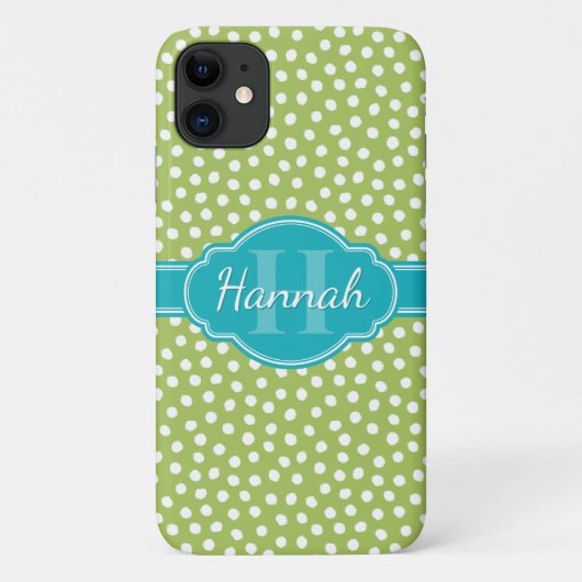 Groen wit gekleurd patroon Blauwgroen monogram Case-Mate iPhone Case (Achterkant)