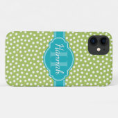 Groen wit gekleurd patroon Blauwgroen monogram Case-Mate iPhone Case (Achterkant (horizontaal))