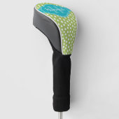 Groen wit gekleurd patroon Blauwgroen monogram Golfheadcover (Schuin)
