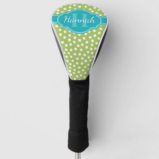 Groen wit gekleurd patroon Blauwgroen monogram Golfheadcover (Voorkant)