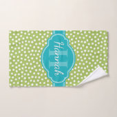 Groen wit gekleurd patroon Blauwgroen monogram Handdoek (Handdoek)