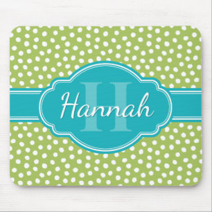 Groen wit gekleurd patroon Blauwgroen monogram Muismat
