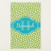 Groen wit gekleurd patroon Blauwgroen monogram Planner (Voorkant)