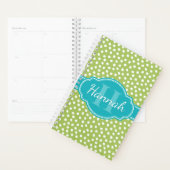 Groen wit gekleurd patroon Blauwgroen monogram Planner (Display)