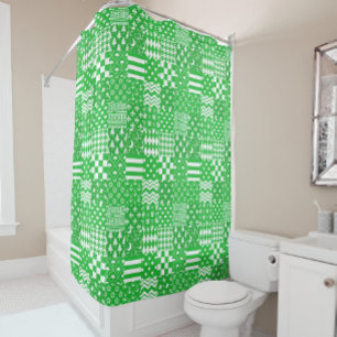 Groen Wit Gemengde Patchwork Ontwerp Patchwork Douchegordijn