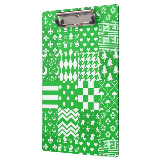 Groen Wit Gemengde Patchwork Ontwerp Patchwork Klembord (Links)