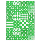 Groen Wit Gemengde Patchwork Ontwerp Patchwork Klembord (Achterkant)