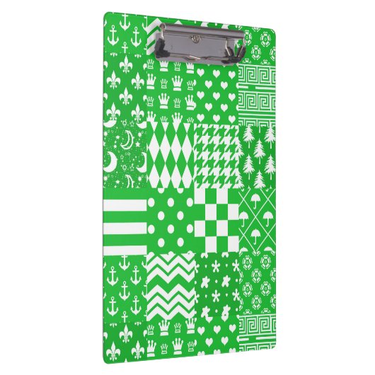 Groen Wit Gemengde Patchwork Ontwerp Patchwork Klembord (Rechts)