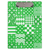 Groen Wit Gemengde Patchwork Ontwerp Patchwork Klembord (Voorkant)