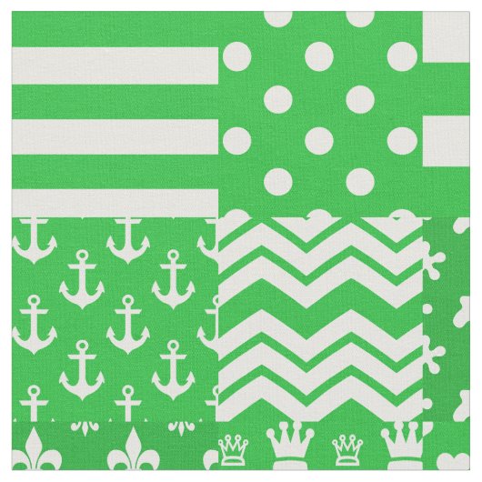 Groen Wit Gemengde Patchwork Ontwerp Patchwork Stof (Close Up)
