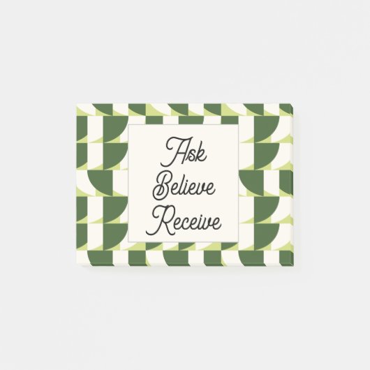 Groen Wit Geometrisch Abstract Post-it® Notes (Voorkant)