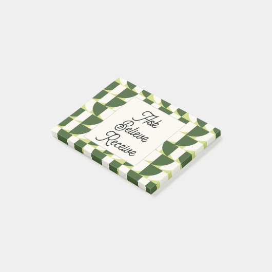 Groen Wit Geometrisch Abstract Post-it® Notes (Schuin)