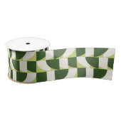 Groen Wit Geometrisch Abstract Satijnen Lint (Spoel)