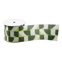 Groen Wit Geometrisch Abstract Satijnen Lint
