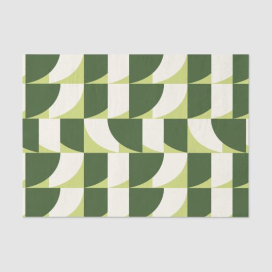 Groen Wit Geometrisch Abstract Tissuepapier (Voorkant)