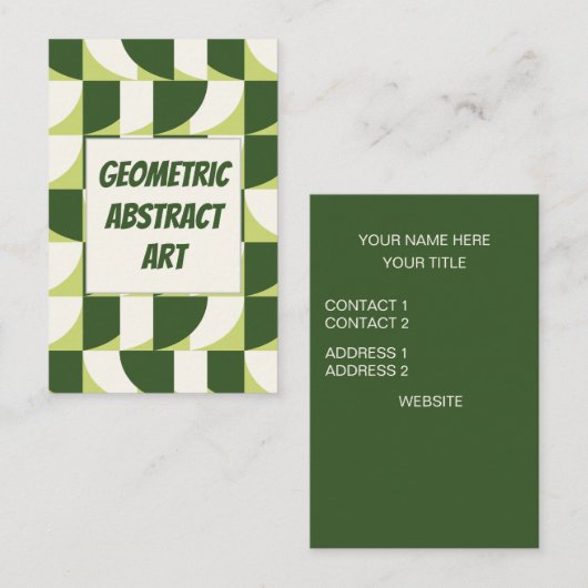 Groen Wit Geometrisch Abstract Visitekaartje (Voorkant / Achterkant)