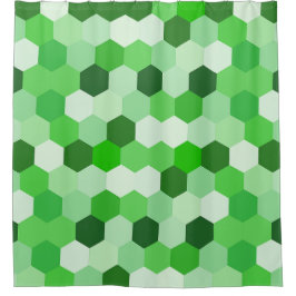 Groen Wit Geometrisch Hexagon Douchegordijn