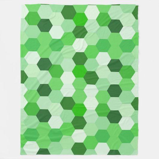 Groen Wit Geometrisch Hexagon Fleece Deken (Voorkant)