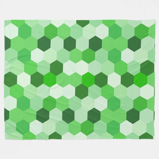 Groen Wit Geometrisch Hexagon Fleece Deken (Voorkant (Horizontaal))