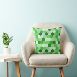 Groen Wit Geometrisch Hexagon Kussen